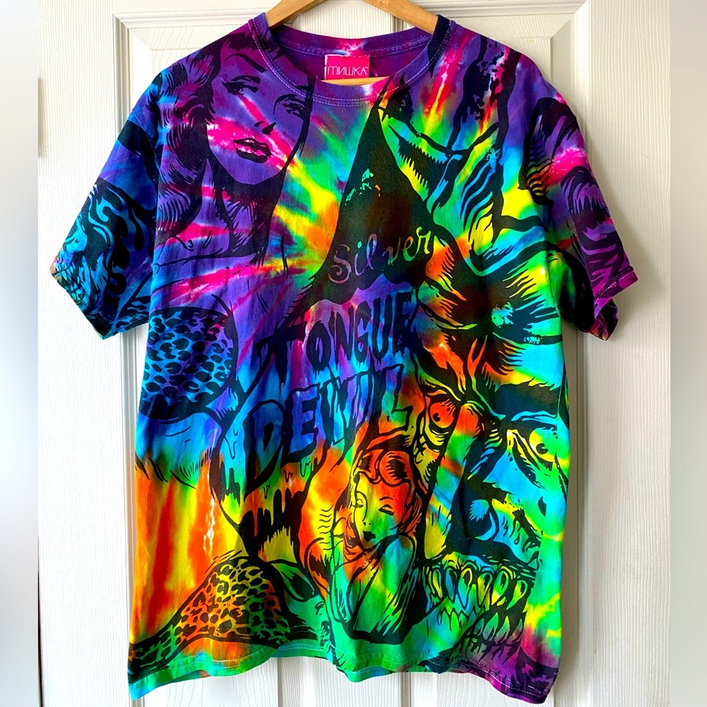 Mishka NYC X Madchild- Silver Tongue Devil - limited edition - tie dye t-shirt